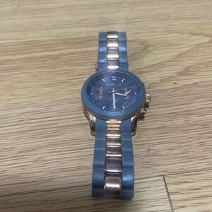 MICHAEL KORS CHARCOAL GREY AND ROSE GOLD WATCH